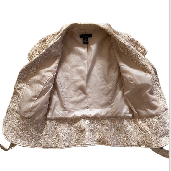 Arden B Brocade Cream & White Three Button Tie Blazer Jacket - Picture 6 of 10